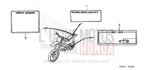 ETIQUETTE DE PRECAUTIONS CR125RX de 1999